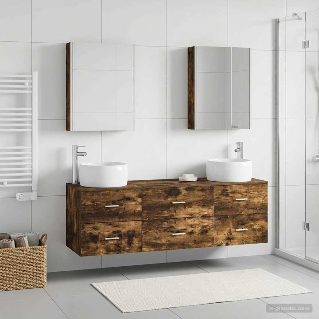 vidaXL Bathroom Furniture Set 5 pcs Smoked Oak 1