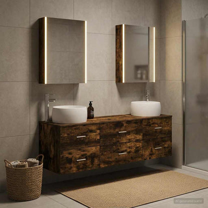 vidaXL Bathroom Furniture Set 5 pcs Smoked Oak 4