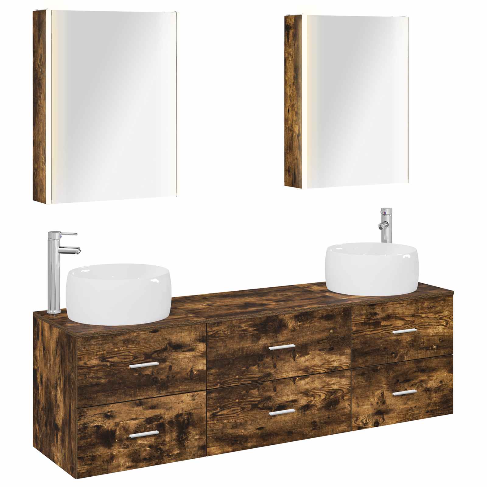 vidaXL Bathroom Furniture Set 5 pcs Smoked Oak 2
