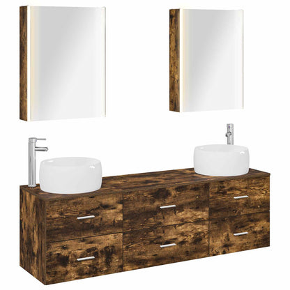 vidaXL Bathroom Furniture Set 5 pcs Smoked Oak 2