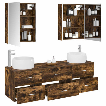 vidaXL Bathroom Furniture Set 5 pcs Smoked Oak 3