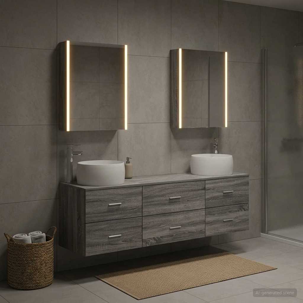 Bathroom Furniture Set 5 pcs 53 x 15.5 x 70 cm Grey sonoma