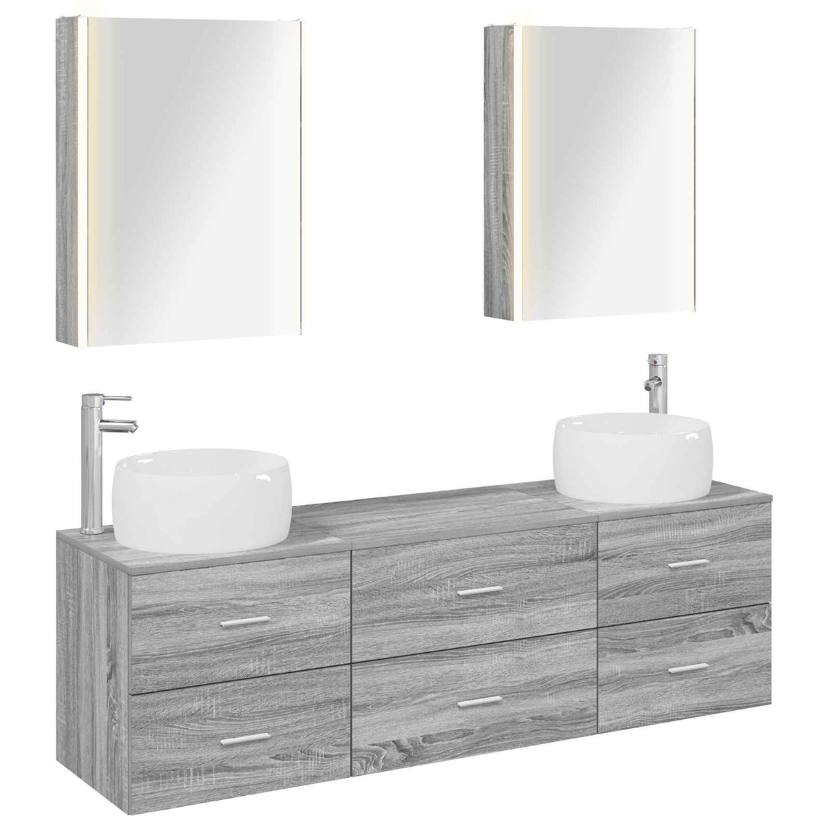 Bathroom Furniture Set 5 pcs 53 x 15.5 x 70 cm Grey sonoma