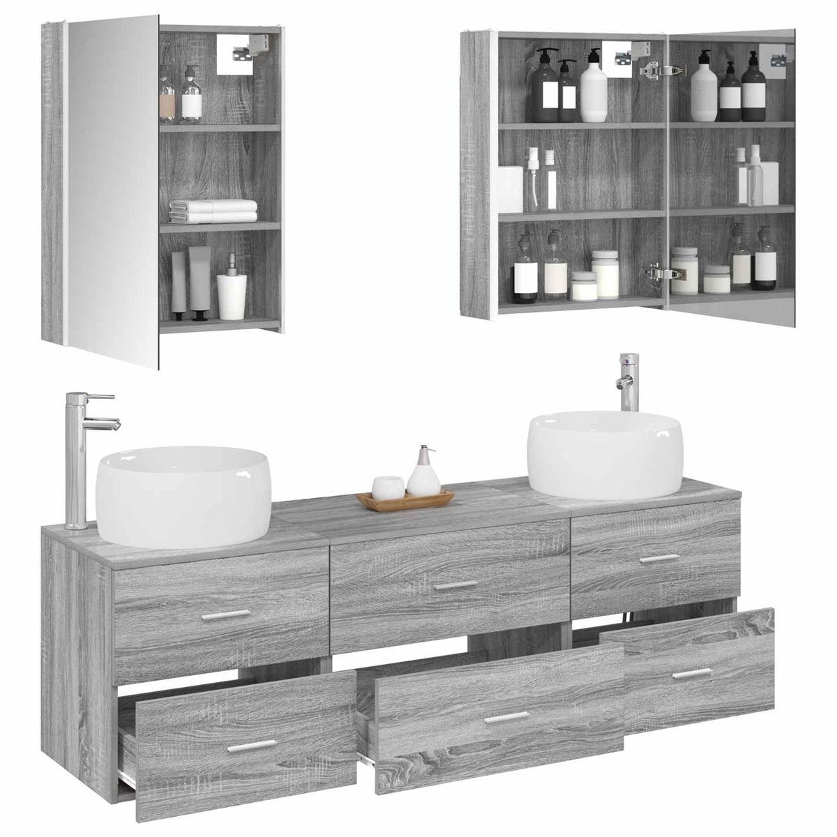 Bathroom Furniture Set 5 pcs 53 x 15.5 x 70 cm Grey sonoma
