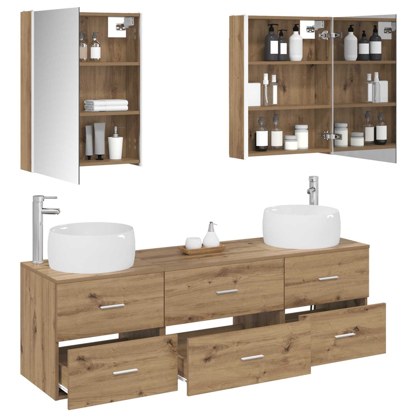vidaXL Bathroom Furniture Set 5 pcs Artisan Oak 3
