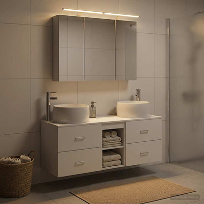 vidaXL Bathroom Furniture Set 4 pcs White Engineered Wood and Glass 1