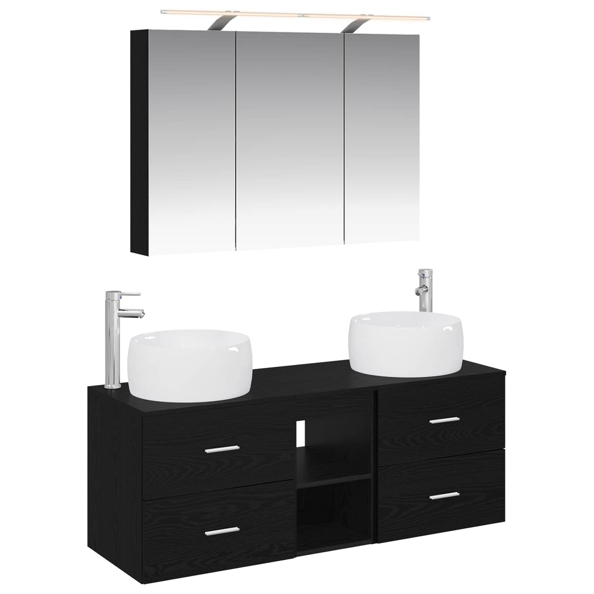 vidaXL Bathroom Furniture Set 4 pcs Black Oak 2