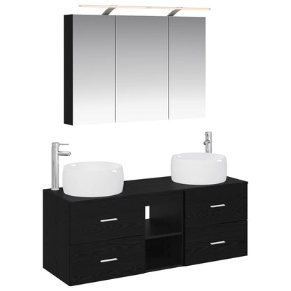 vidaXL Bathroom Furniture Set 4 pcs Black Oak 2