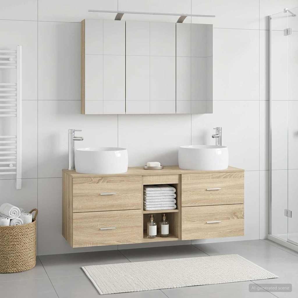 vidaXL Bathroom Furniture Set 4 pcs Sonoma Oak 4