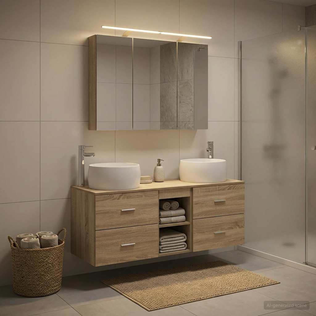 vidaXL Bathroom Furniture Set 4 pcs Sonoma Oak 1