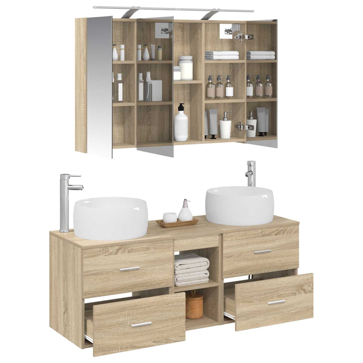 vidaXL Bathroom Furniture Set 4 pcs Sonoma Oak 3