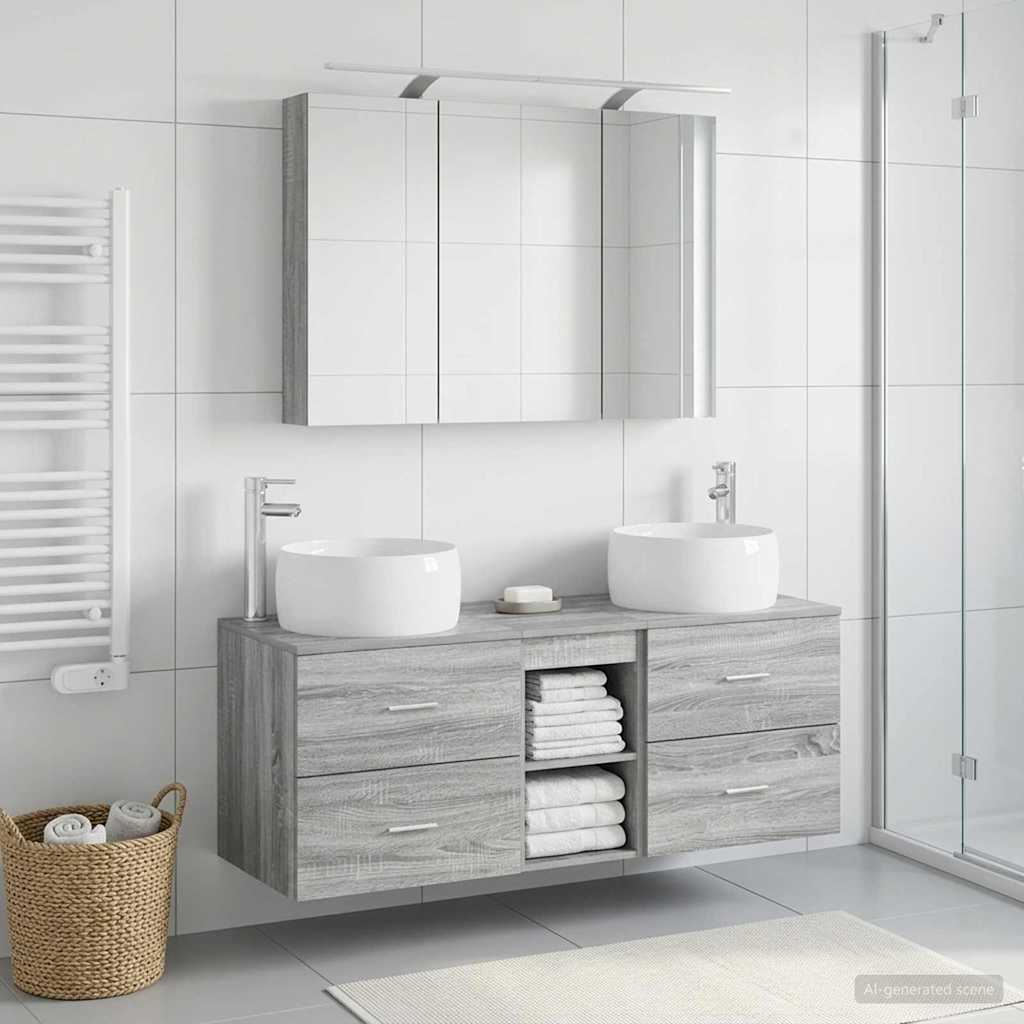 vidaXL Bathroom Furniture Set 4 pcs Grey Sonoma 4