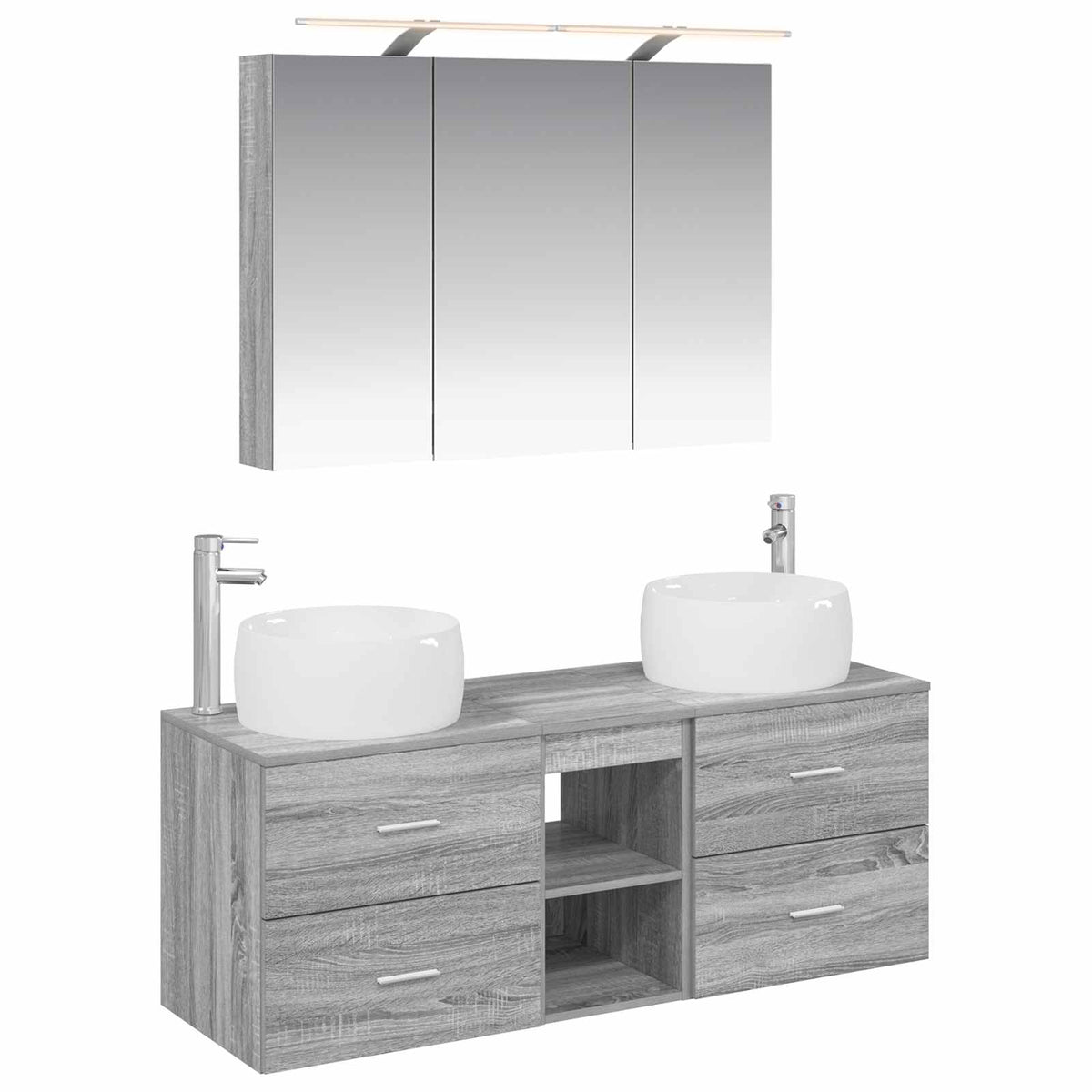 vidaXL Bathroom Furniture Set 4 pcs Grey Sonoma 2