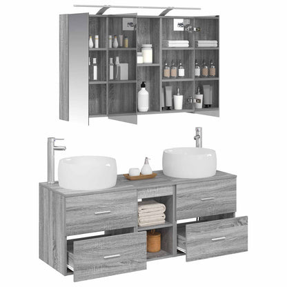 vidaXL Bathroom Furniture Set 4 pcs Grey Sonoma 3