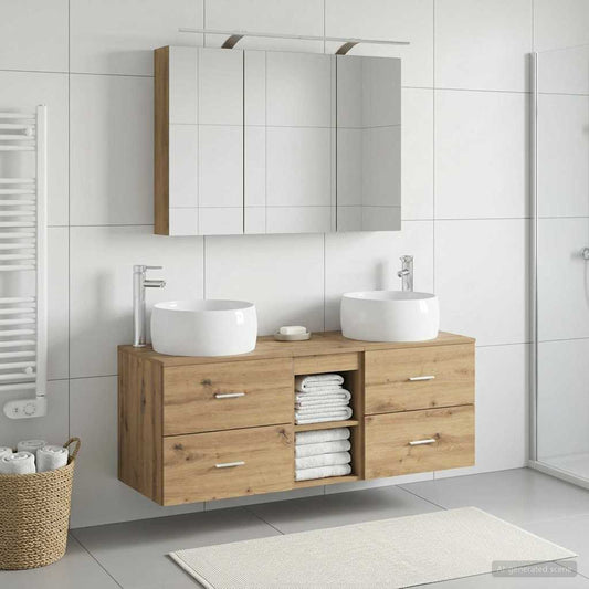 Bathroom Furniture Set 4 pcs 100 x 14.5 x 70 cm Artisan oak