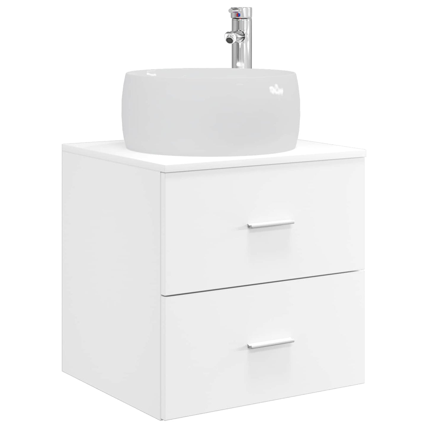 vidaXL Bathroom Furniture Set 4 pcs White Engineered Wood and Glass 5