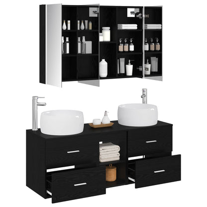 vidaXL Bathroom Furniture Set 4 pcs Black Oak 3