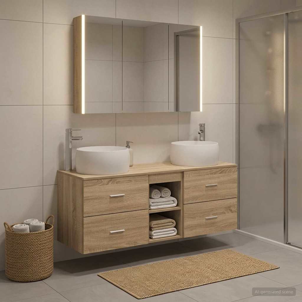 vidaXL Bathroom Furniture Set 4 pcs Sonoma Oak 1