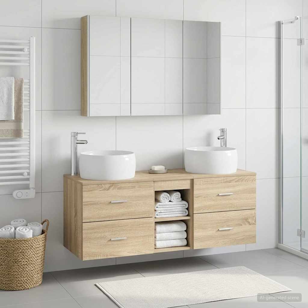 vidaXL Bathroom Furniture Set 4 pcs Sonoma Oak 4