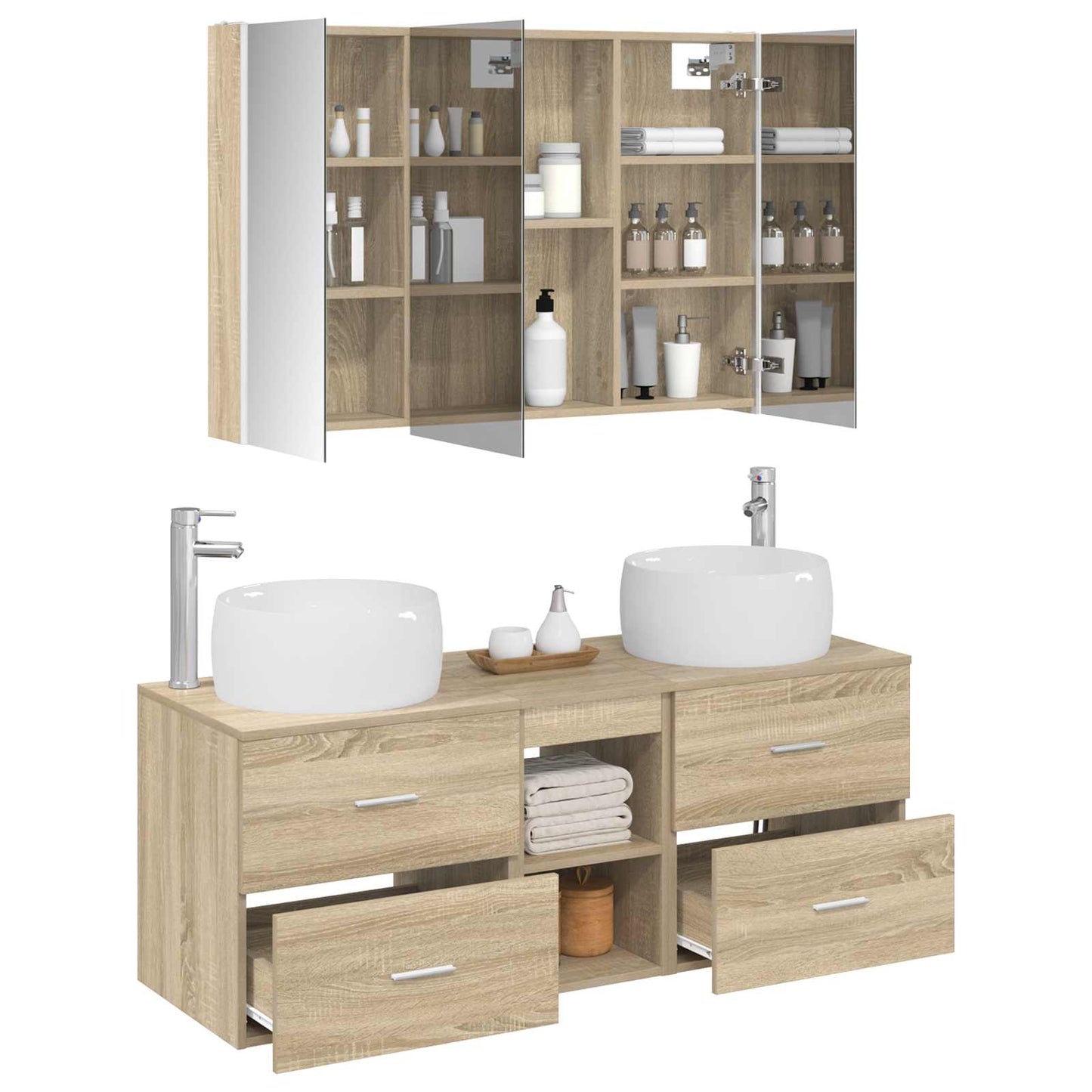vidaXL Bathroom Furniture Set 4 pcs Sonoma Oak 3