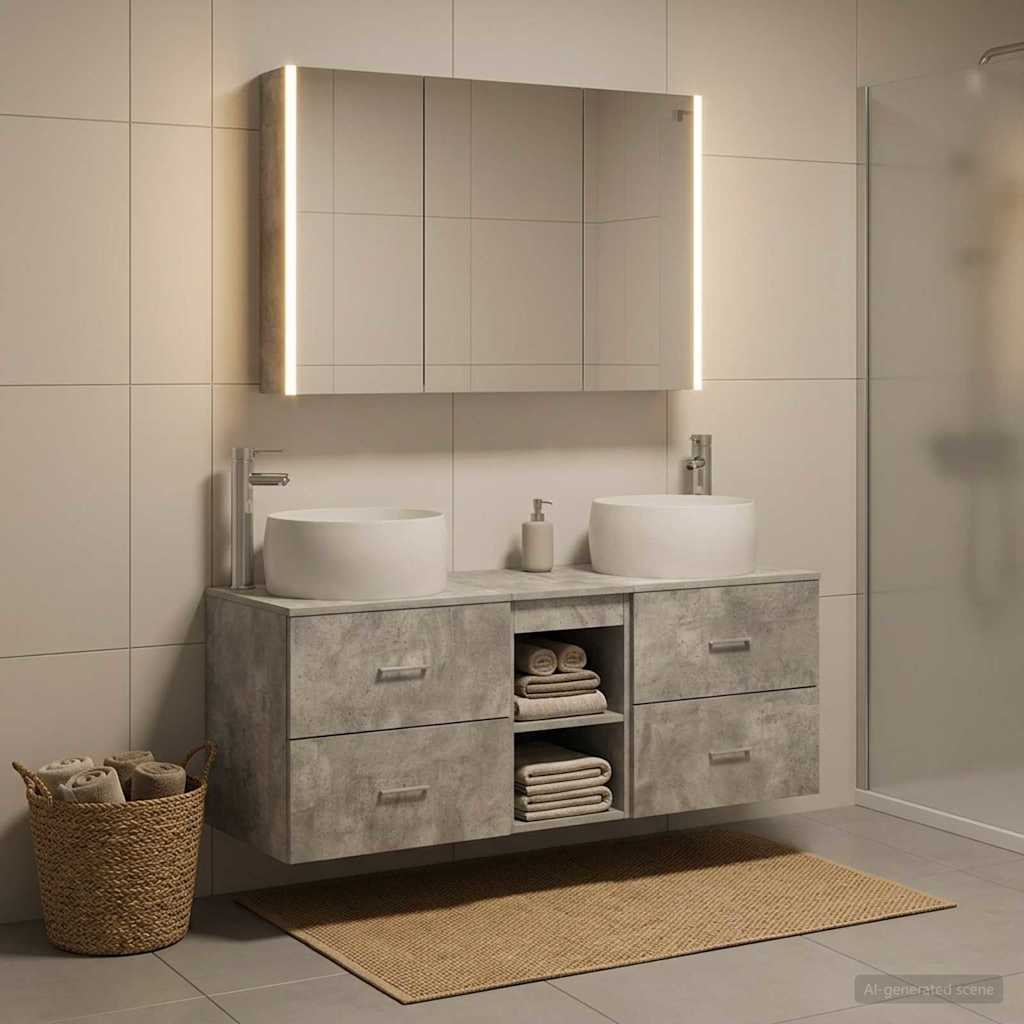 Bathroom Furniture Set 4 pcs 103.5 x 15.5 x 70 cm Concrete grey