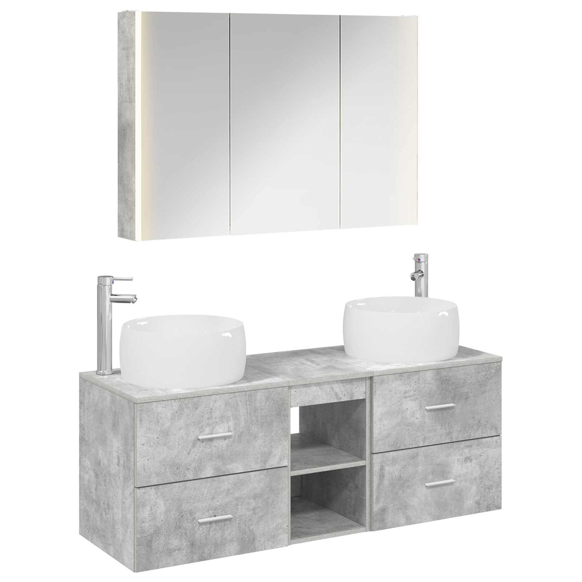 Bathroom Furniture Set 4 pcs 103.5 x 15.5 x 70 cm Concrete grey