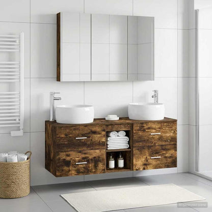 vidaXL Bathroom Furniture Set 4 pcs Smoked Oak 1