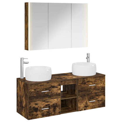 vidaXL Bathroom Furniture Set 4 pcs Smoked Oak 2