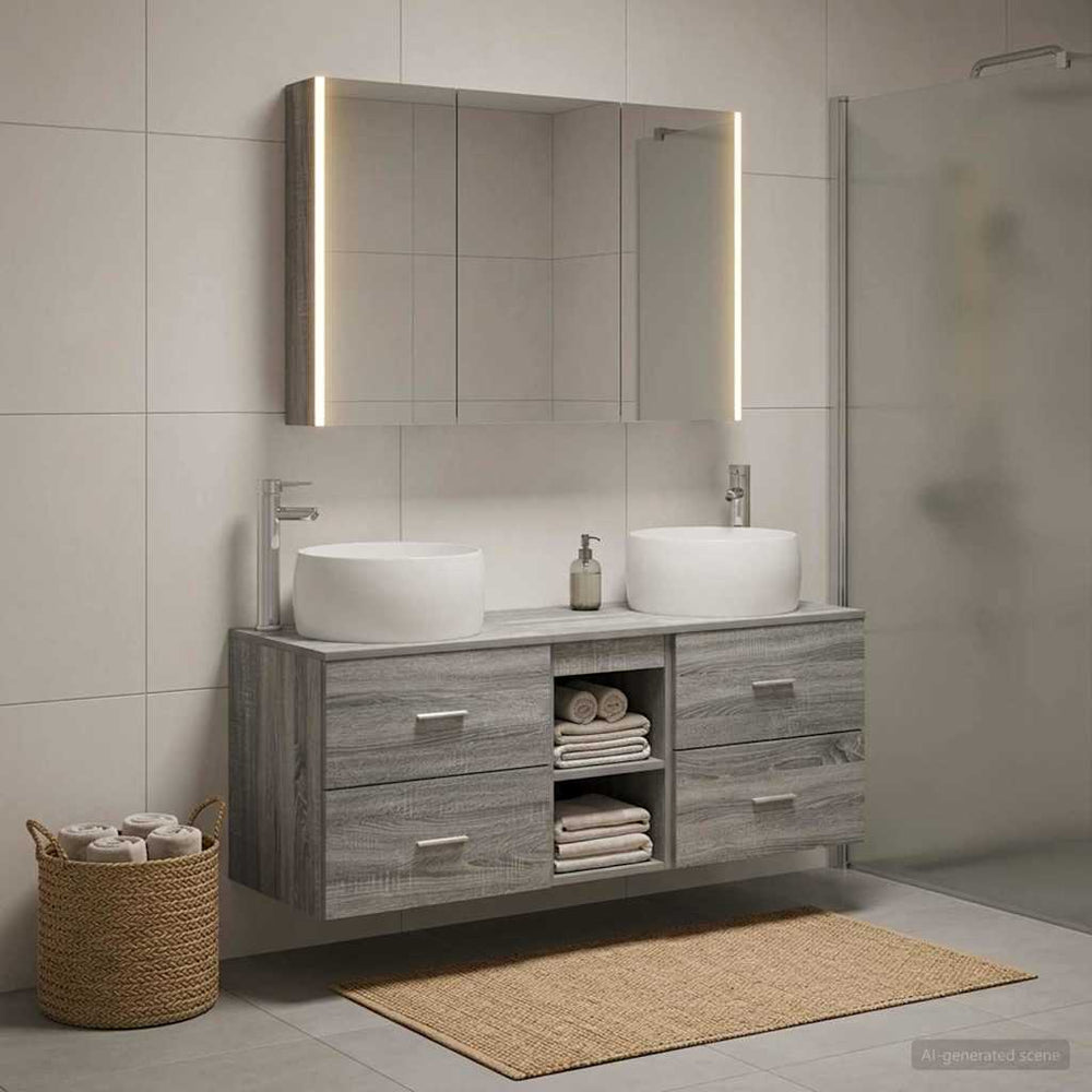 vidaXL Bathroom Furniture Set 4 pcs Grey Sonoma