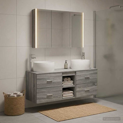 vidaXL Bathroom Furniture Set 4 pcs Grey Sonoma 1