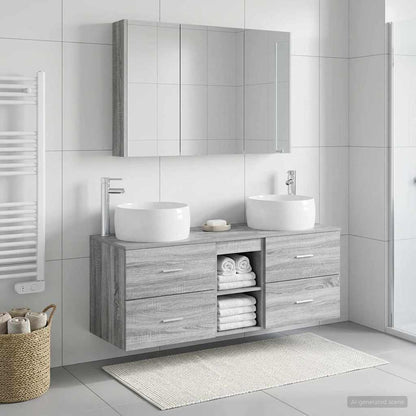 vidaXL Bathroom Furniture Set 4 pcs Grey Sonoma 4