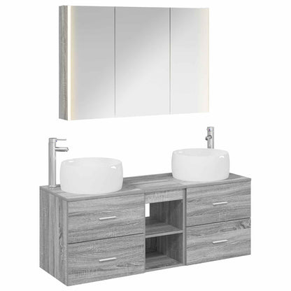 vidaXL Bathroom Furniture Set 4 pcs Grey Sonoma 2