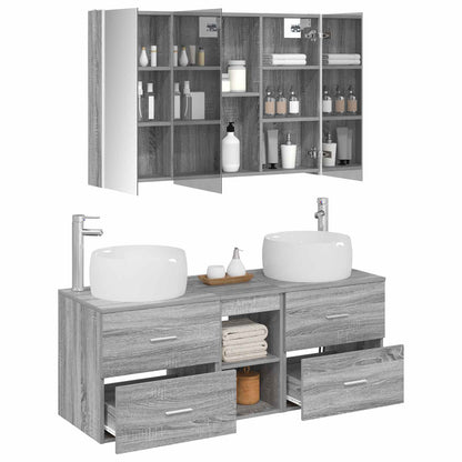 vidaXL Bathroom Furniture Set 4 pcs Grey Sonoma 3
