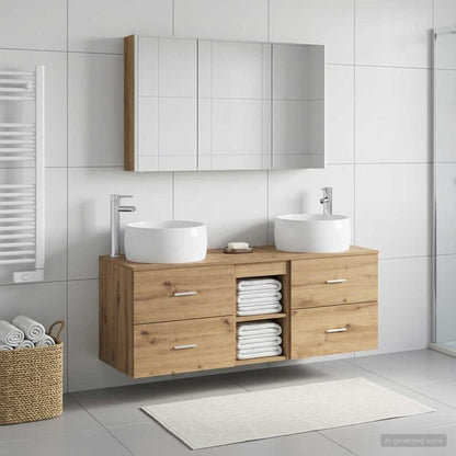 vidaXL Bathroom Furniture Set 4 pcs Artisan Oak 1