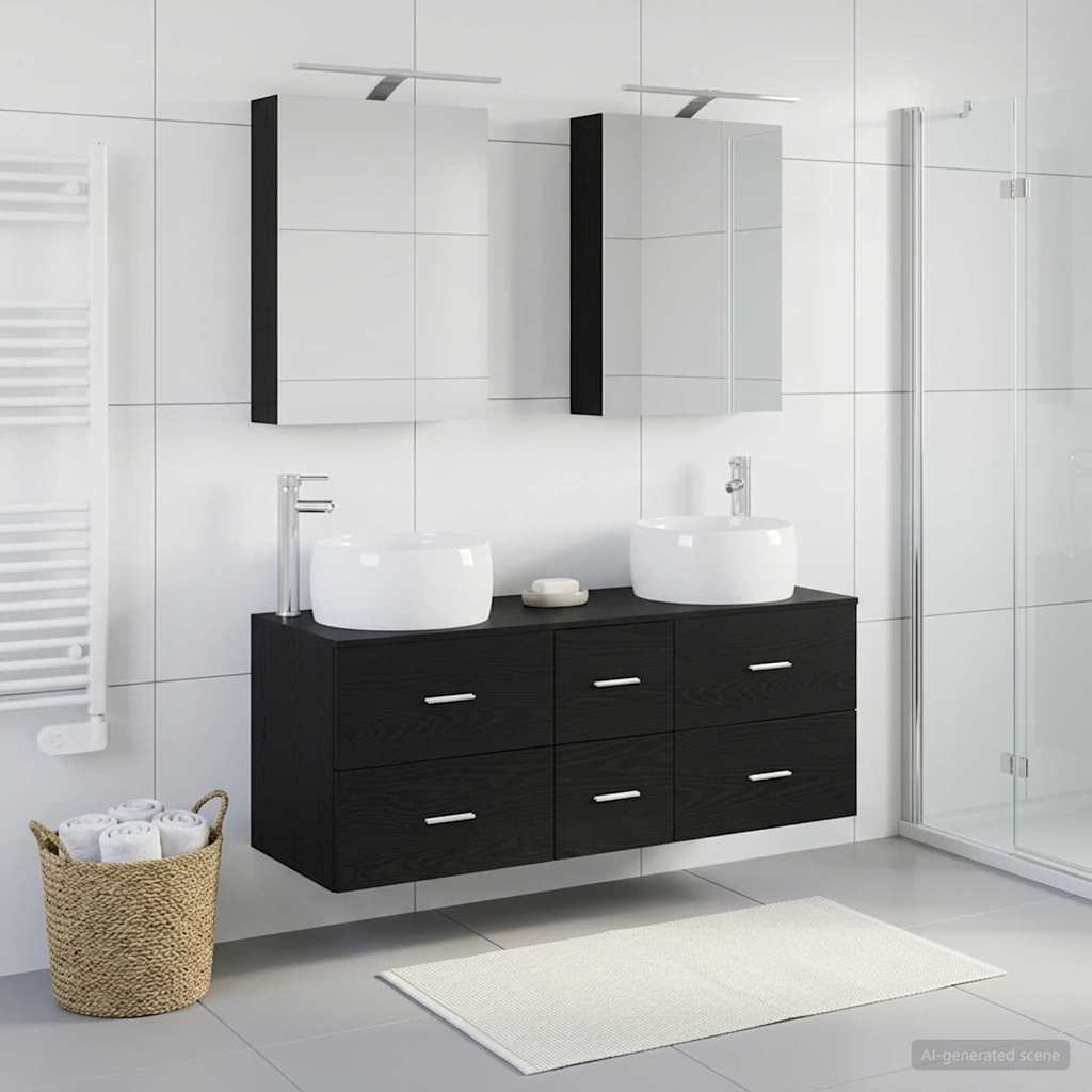 vidaXL Bathroom Furniture Set 5 pcs Black Oak 4