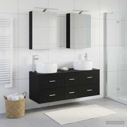 vidaXL Bathroom Furniture Set 5 pcs Black Oak 4