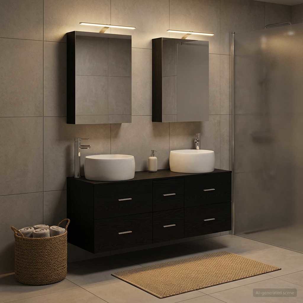 vidaXL Bathroom Furniture Set 5 pcs Black Oak 1