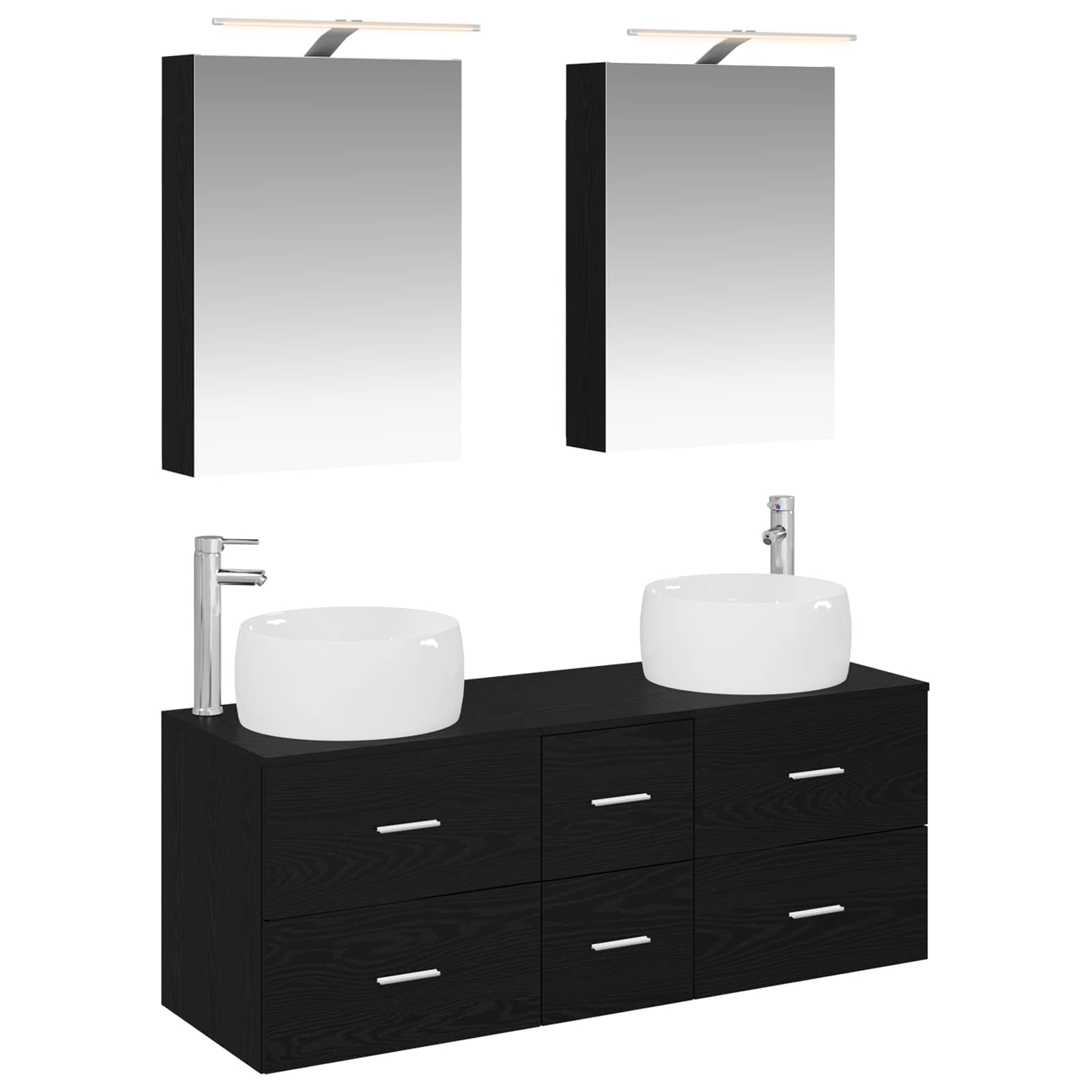 vidaXL Bathroom Furniture Set 5 pcs Black Oak 2