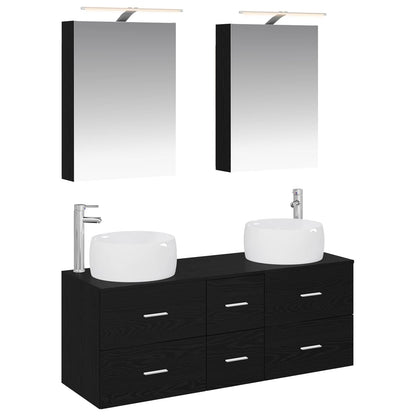 vidaXL Bathroom Furniture Set 5 pcs Black Oak 2