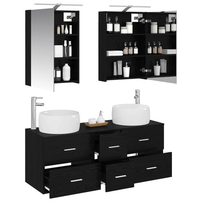 vidaXL Bathroom Furniture Set 5 pcs Black Oak 3