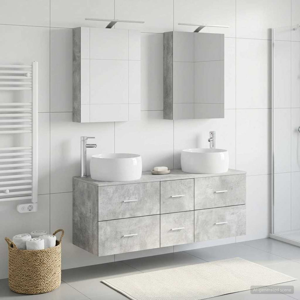 vidaXL Bathroom Furniture Set 5 pcs Concrete Grey