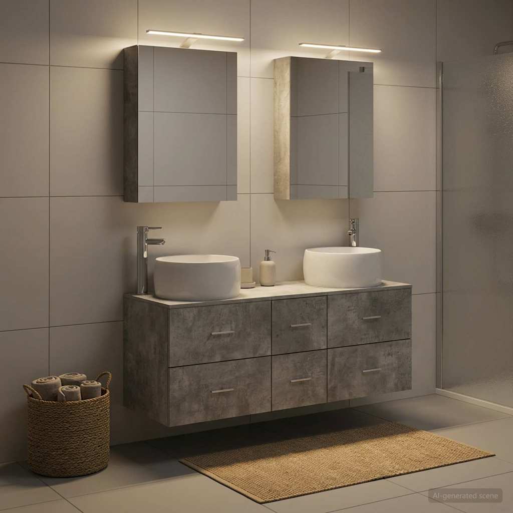 vidaXL Bathroom Furniture Set 5 pcs Concrete Grey 4