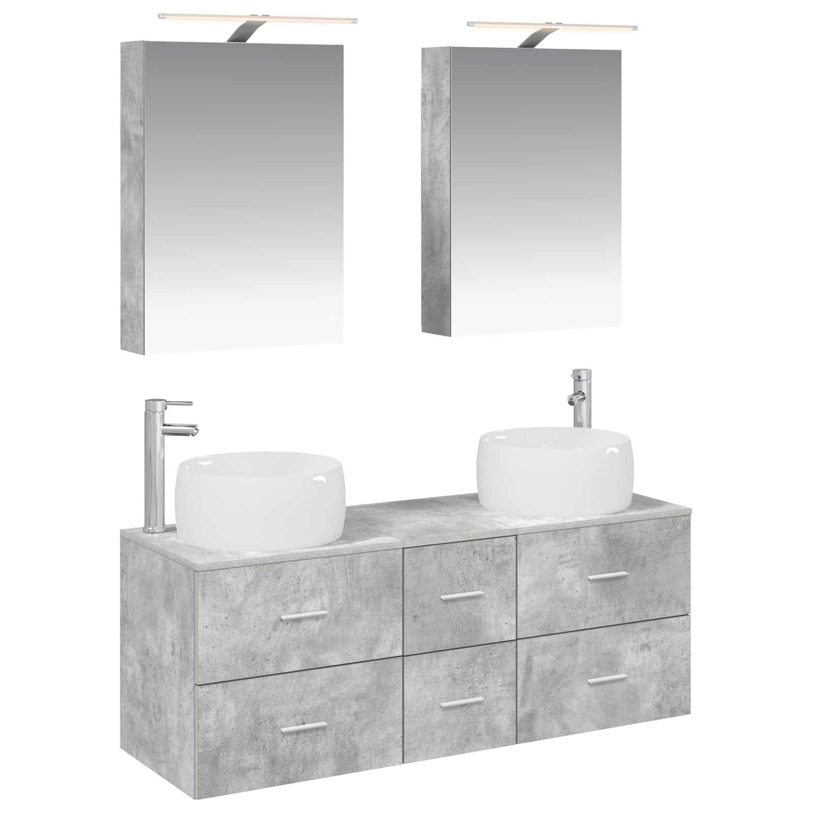 vidaXL Bathroom Furniture Set 5 pcs Concrete Grey 2