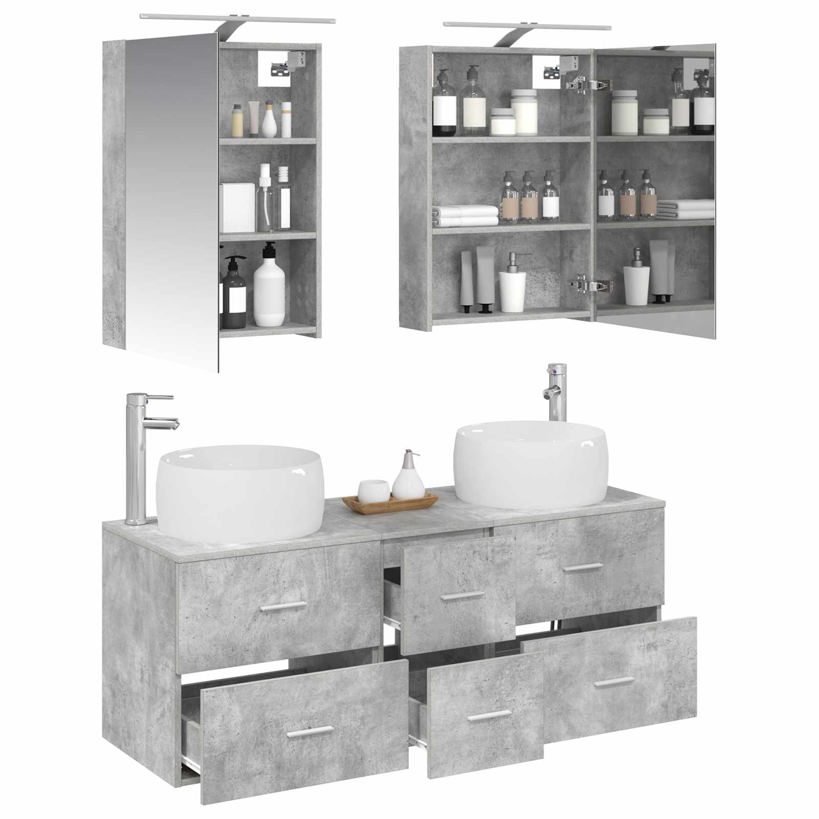 vidaXL Bathroom Furniture Set 5 pcs Concrete Grey 3