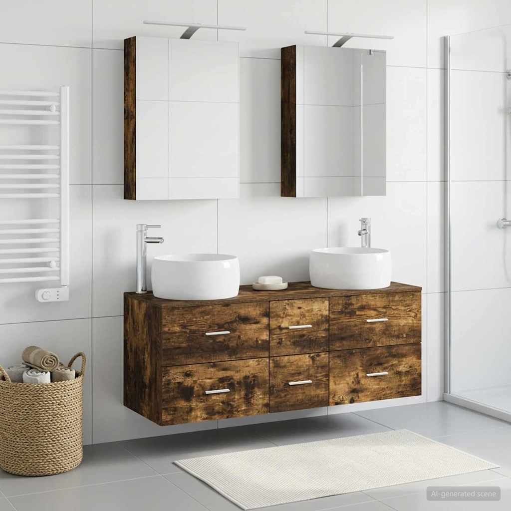 vidaXL Bathroom Furniture Set 5 pcs Smoked Oak 4