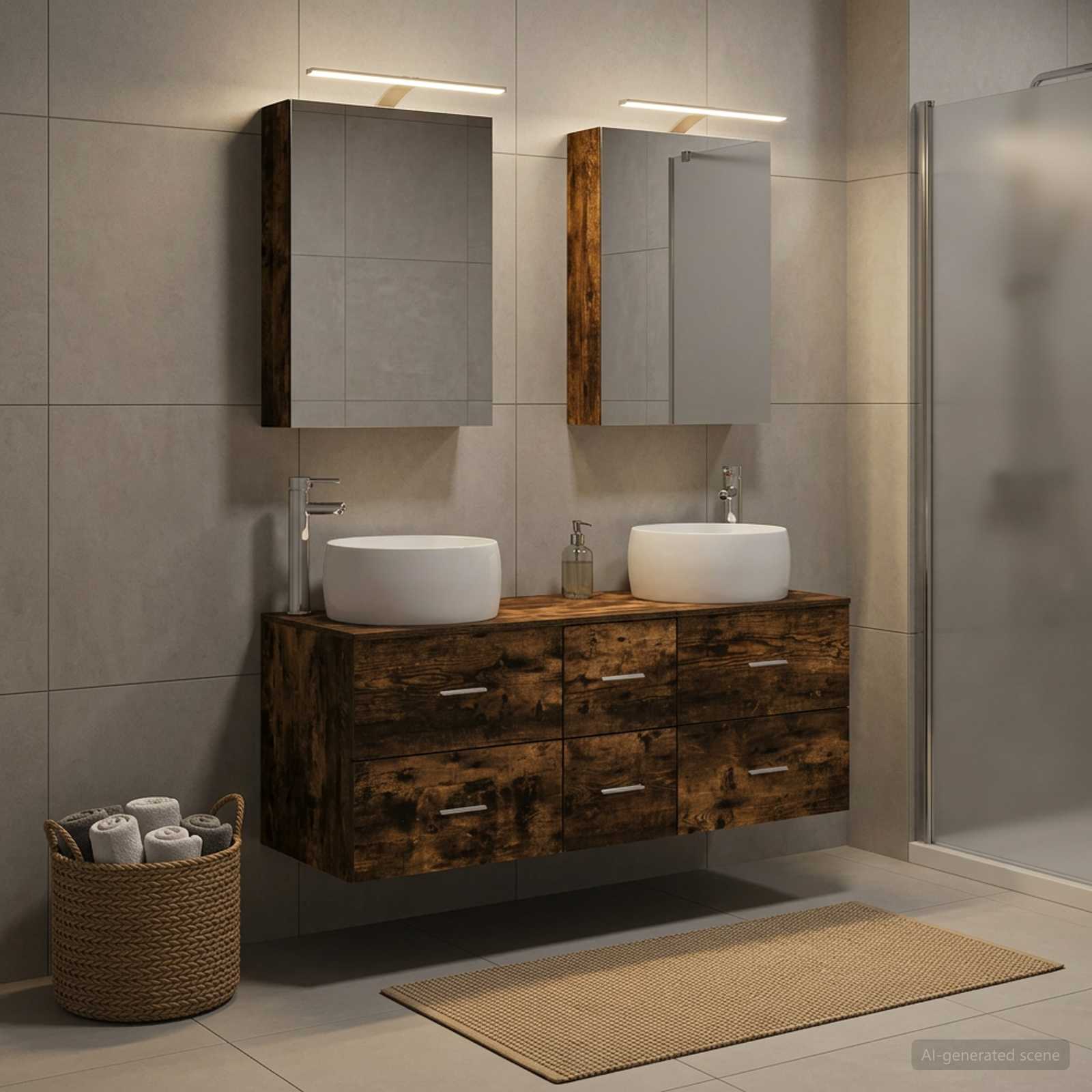 vidaXL Bathroom Furniture Set 5 pcs Smoked Oak 1