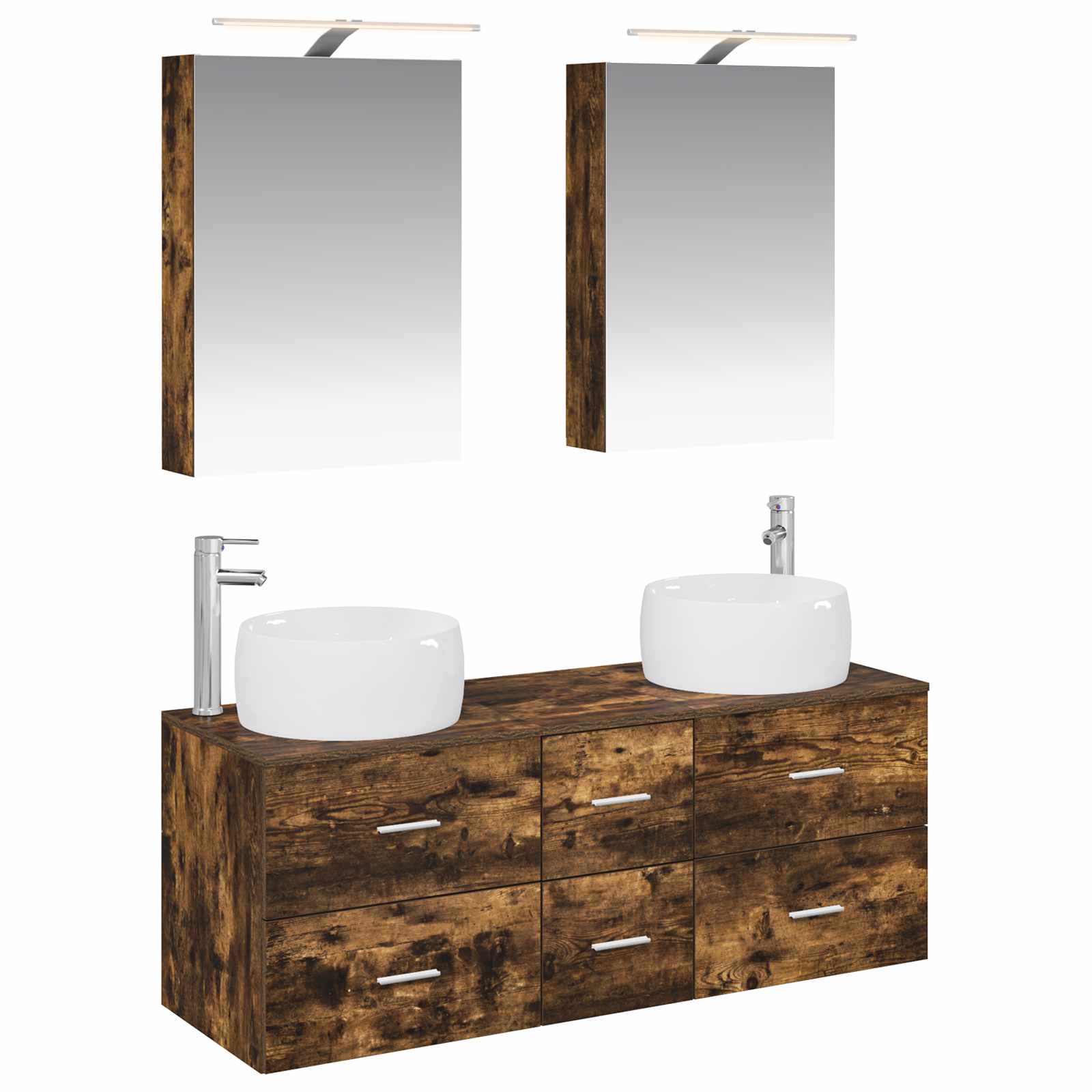 vidaXL Bathroom Furniture Set 5 pcs Smoked Oak 2