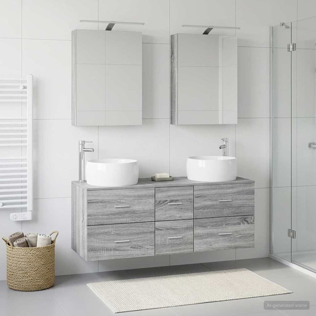vidaXL Bathroom Furniture Set 5 pcs Grey Sonoma 4