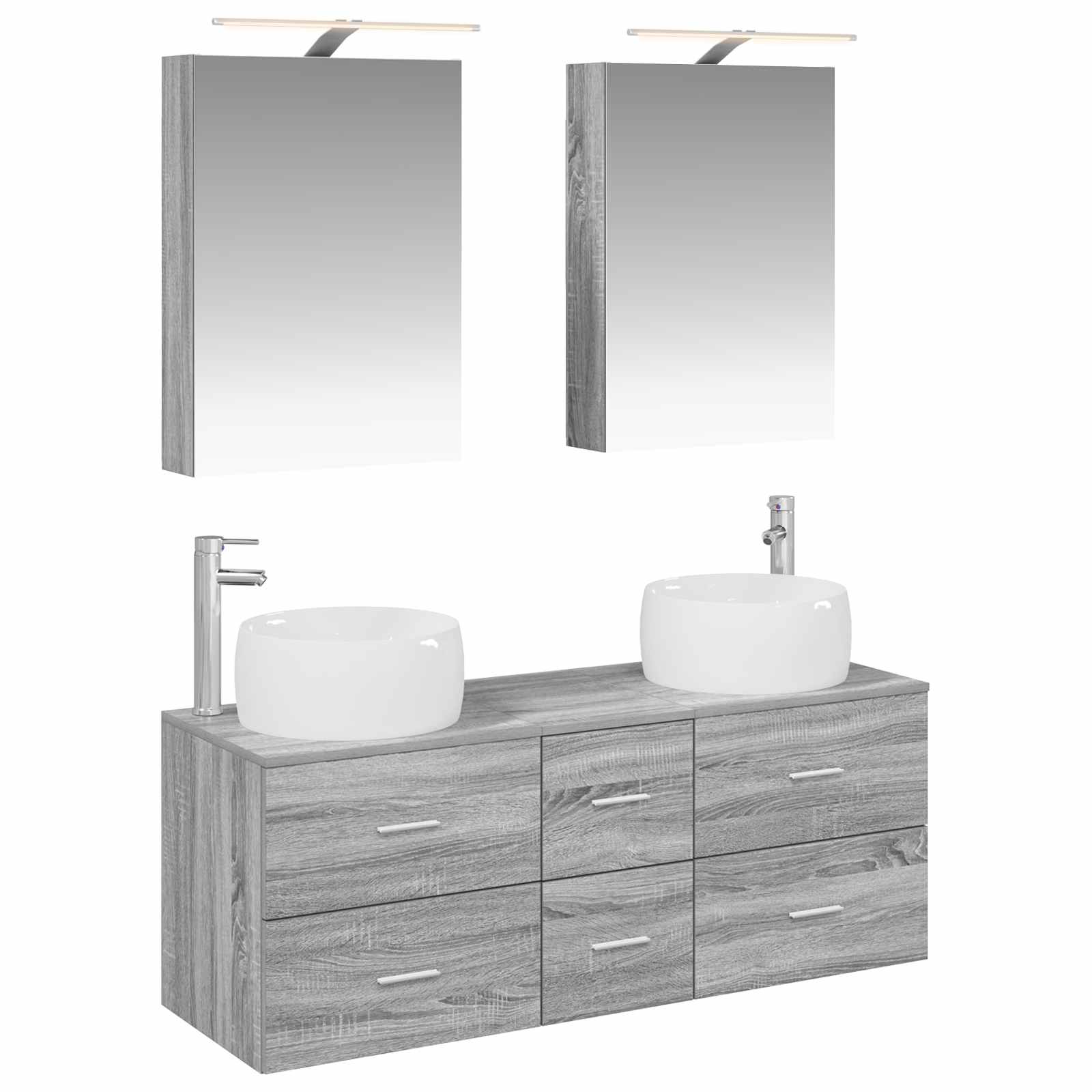 vidaXL Bathroom Furniture Set 5 pcs Grey Sonoma 2