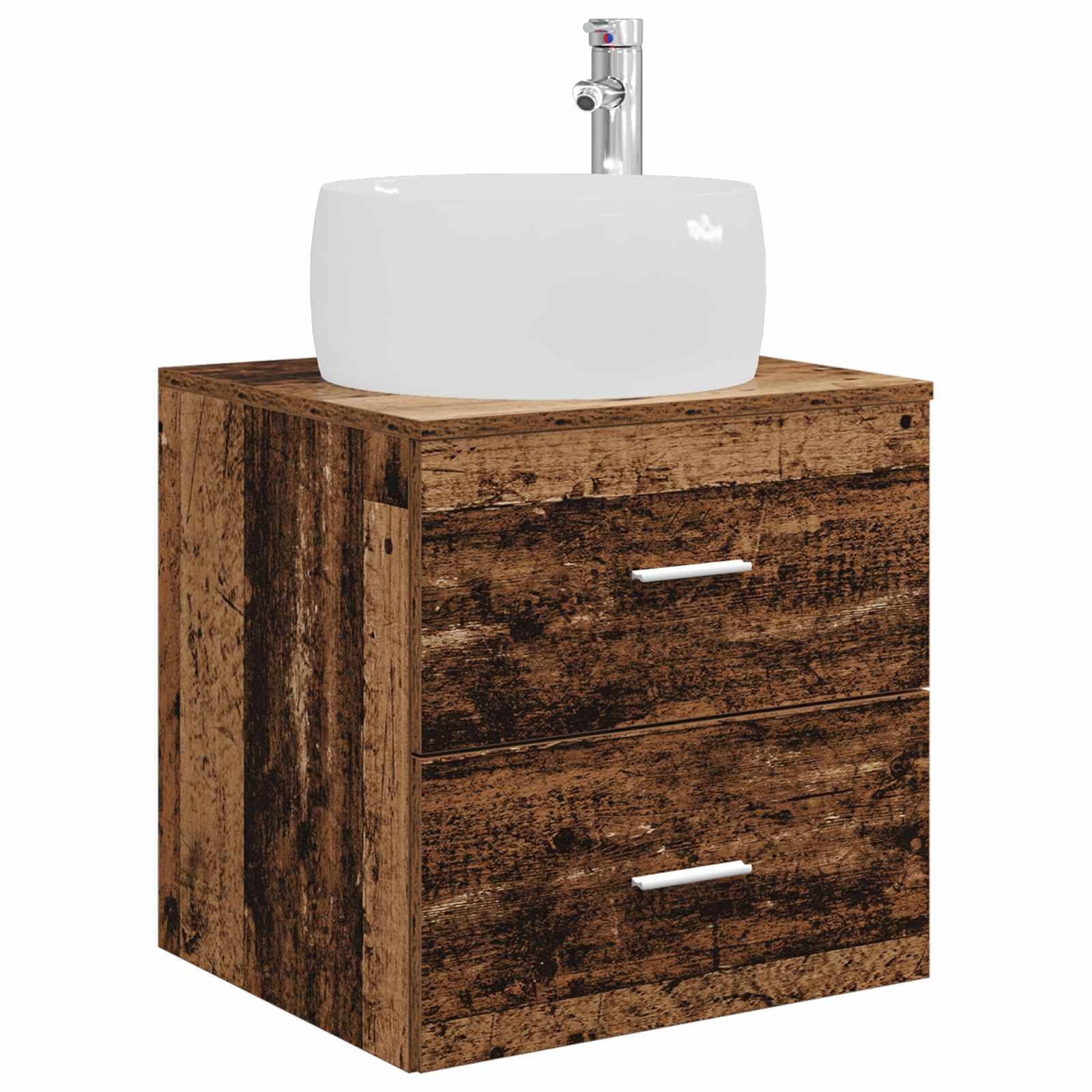 vidaXL Bathroom Furniture Set 5 pcs Old Wood Engineered Wood and Glass 5